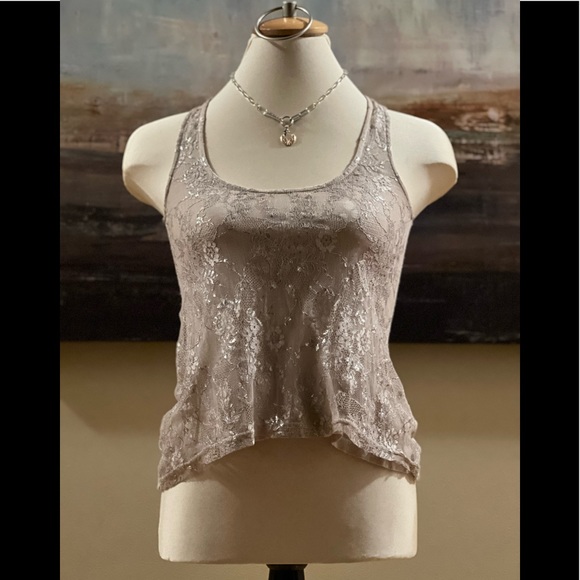 Costa Blanca Tops - Costa Blanca women’s jersey knit/sparkle lace top